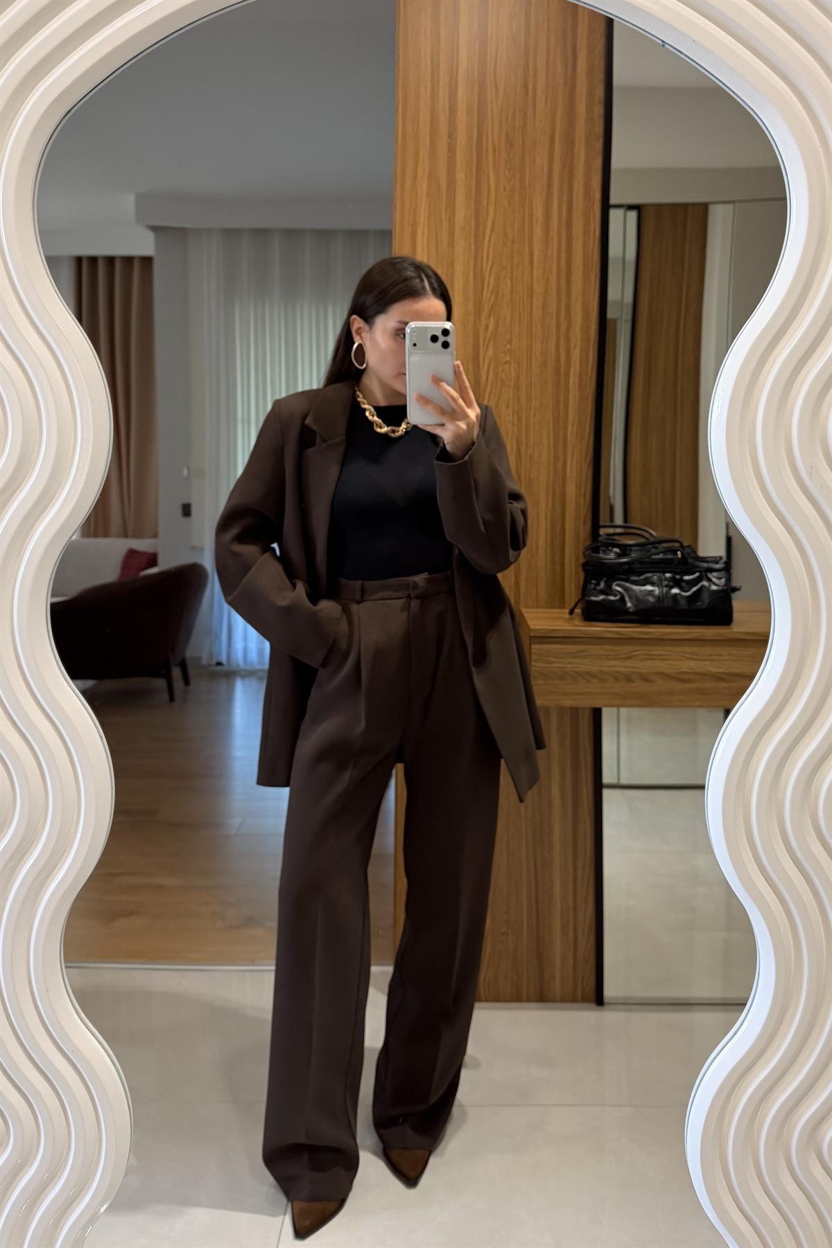 Hankel Kahve Blazer Takım