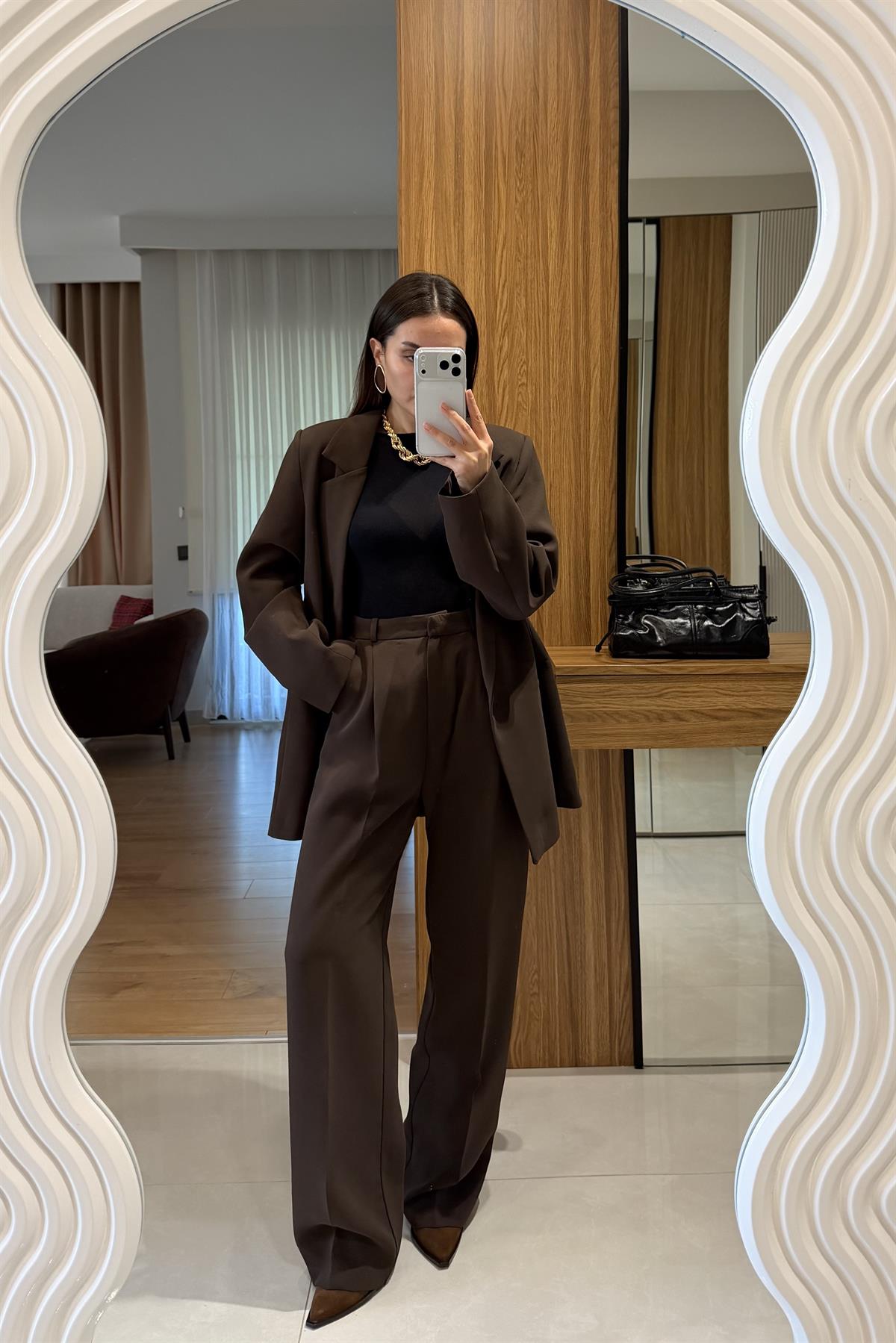 Hankel Kahve Blazer Takım