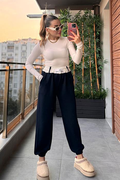 Happıest Beli Lastikli Havuç Pantolon - Lacivert