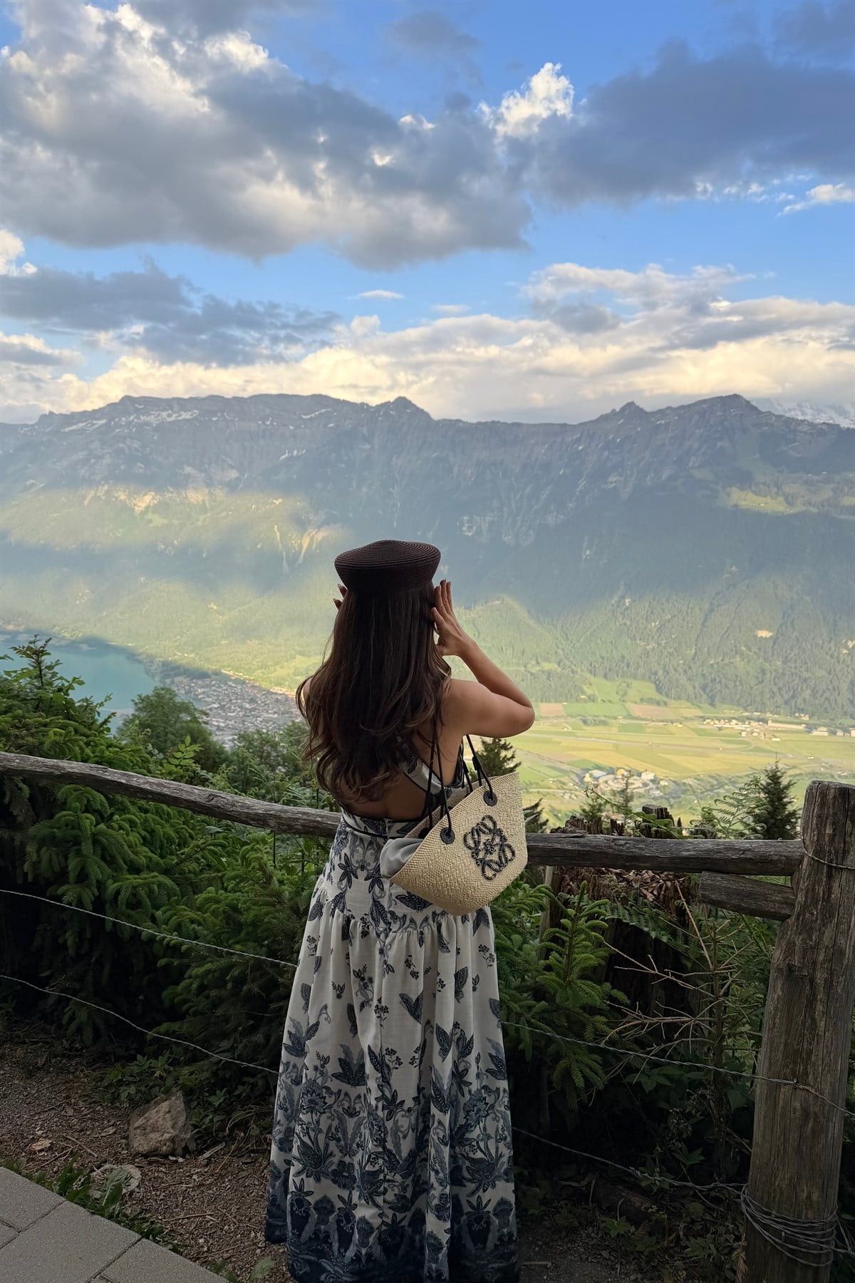 Harder Kulm Mavi Desenli Romantik Elbise