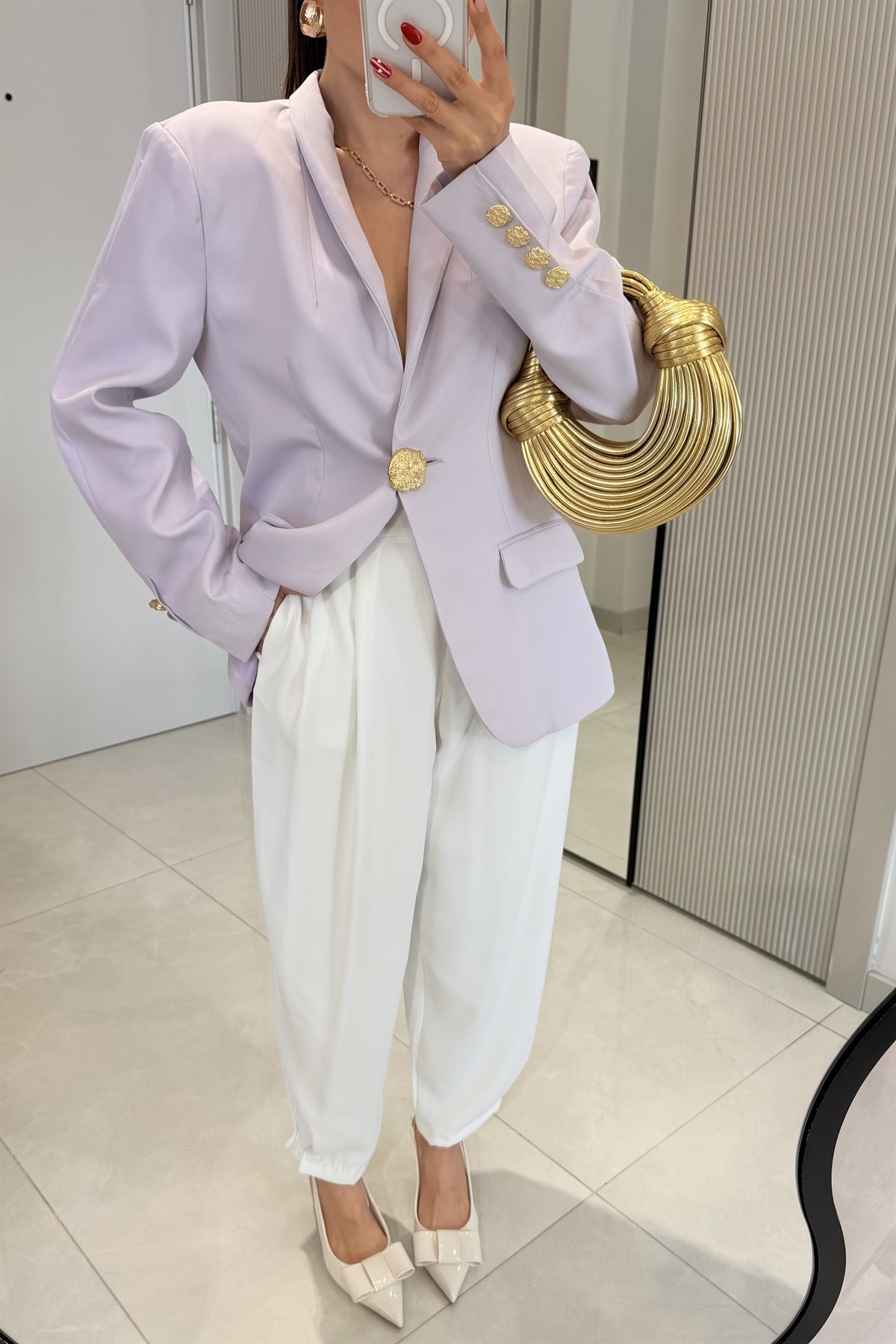 Harward Lila Gold Düğmeli Blazer Ceket