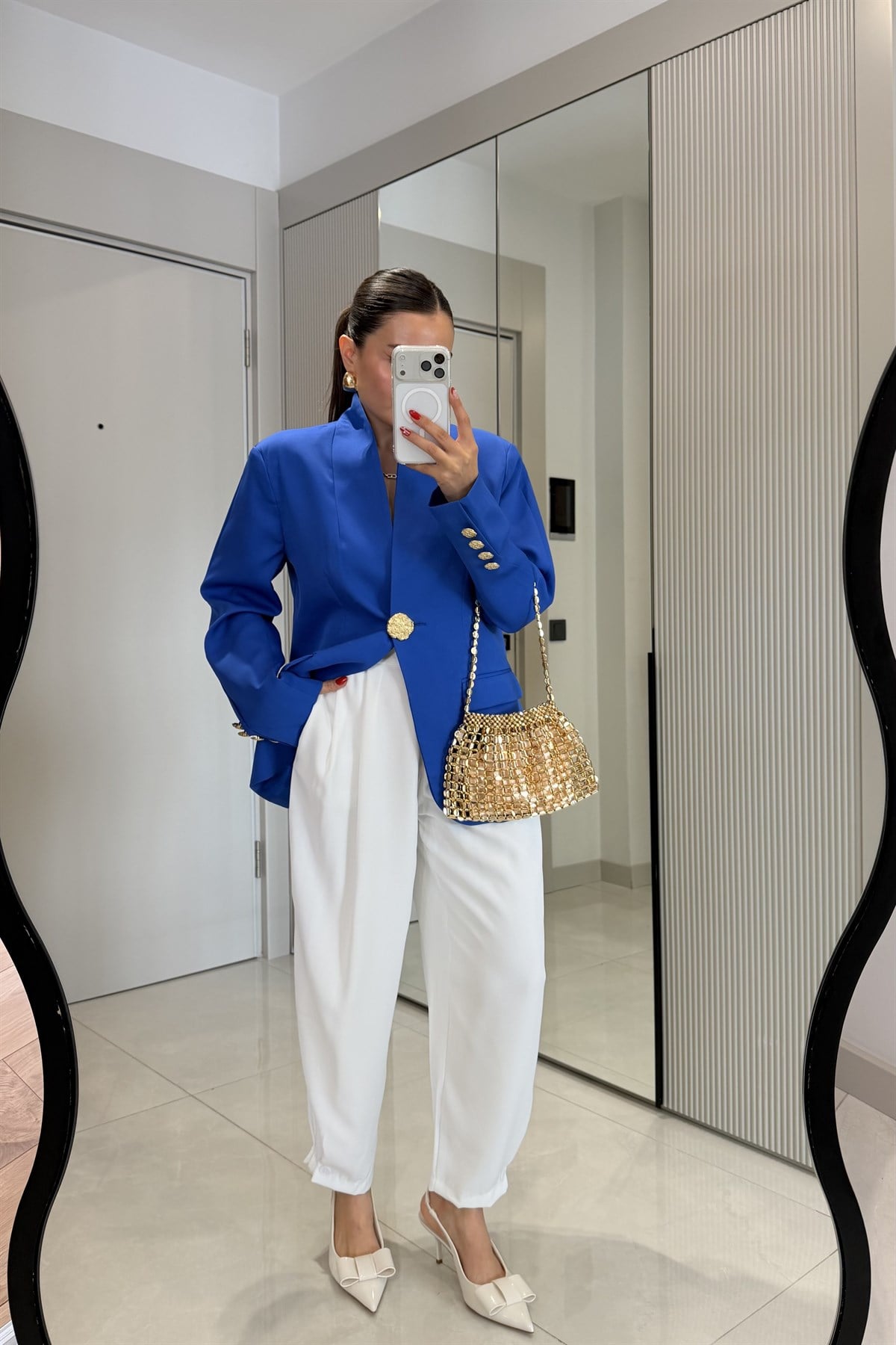 Harward Mavi Gold Düğmeli Blazer Ceket