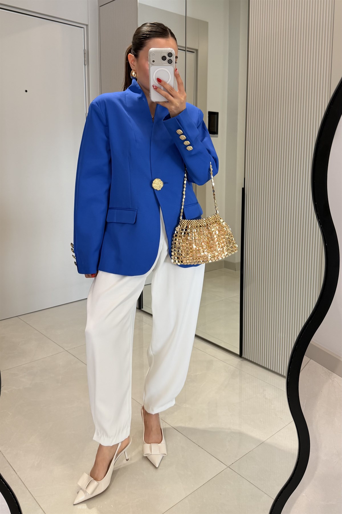 Harward Mavi Gold Düğmeli Blazer Ceket