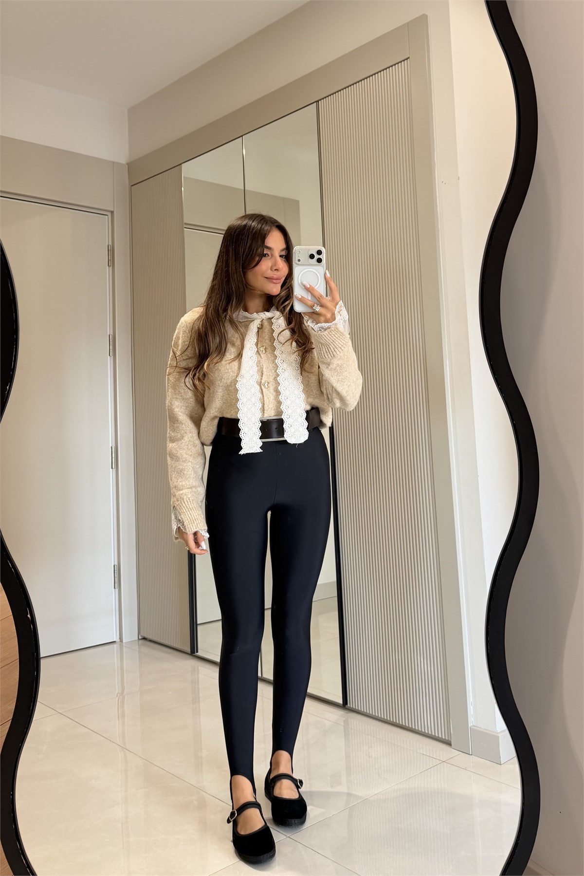 Heart Krem Dantel Detaylı Hırka