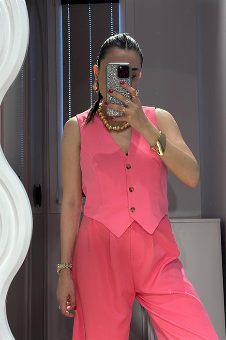Heather Beli Cırtlı Palazzo Pantolon - Pembe