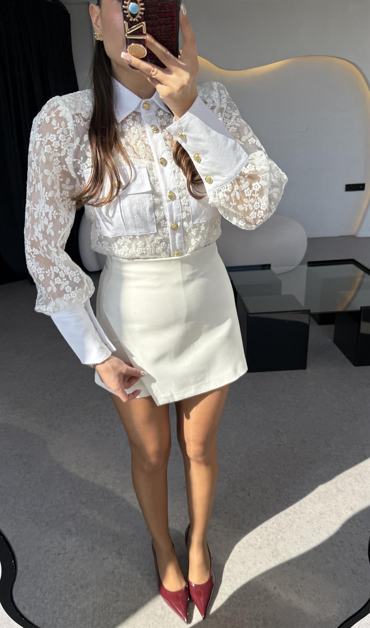 Henya Beyaz Şort Etek