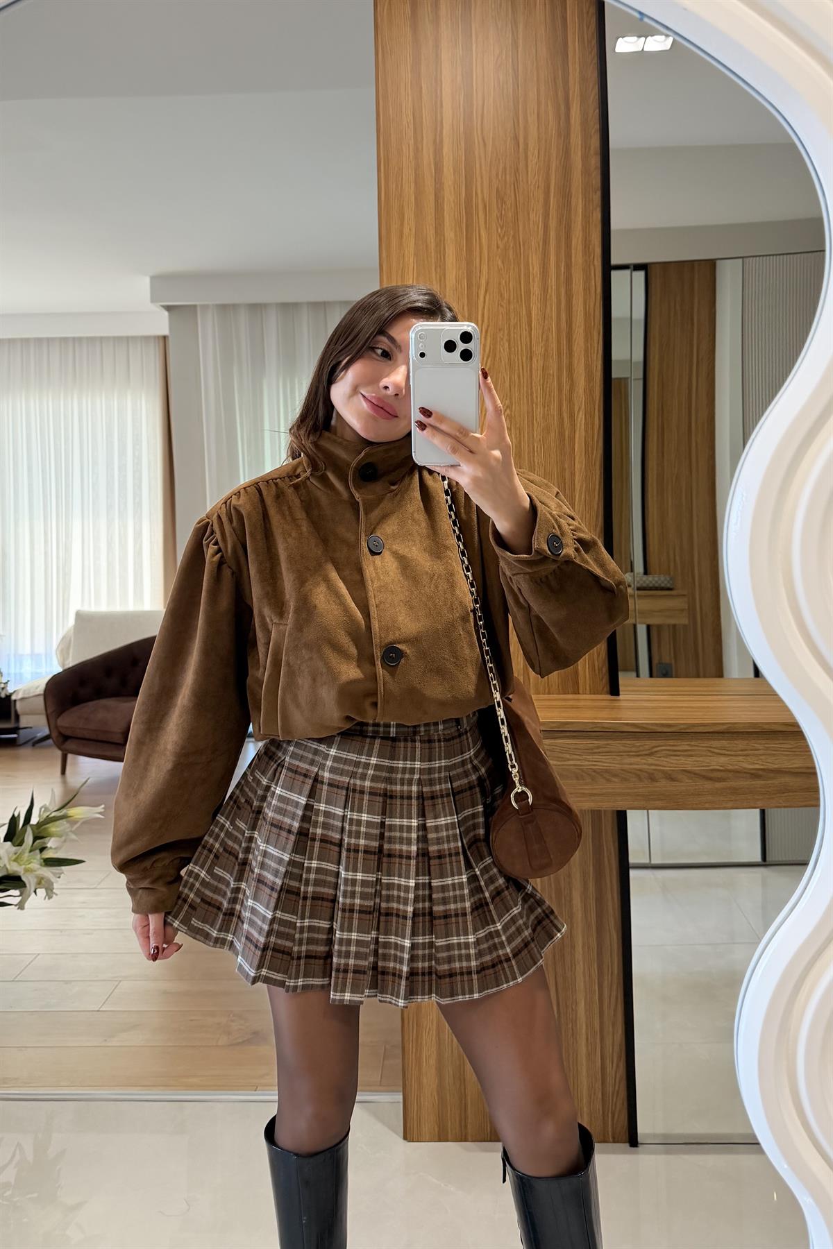 Hermes Taba Kadife Bomber Ceket
