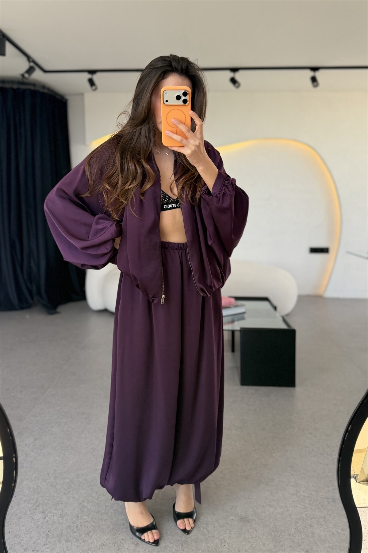 Holana Mürdüm Bomber Saten Takım