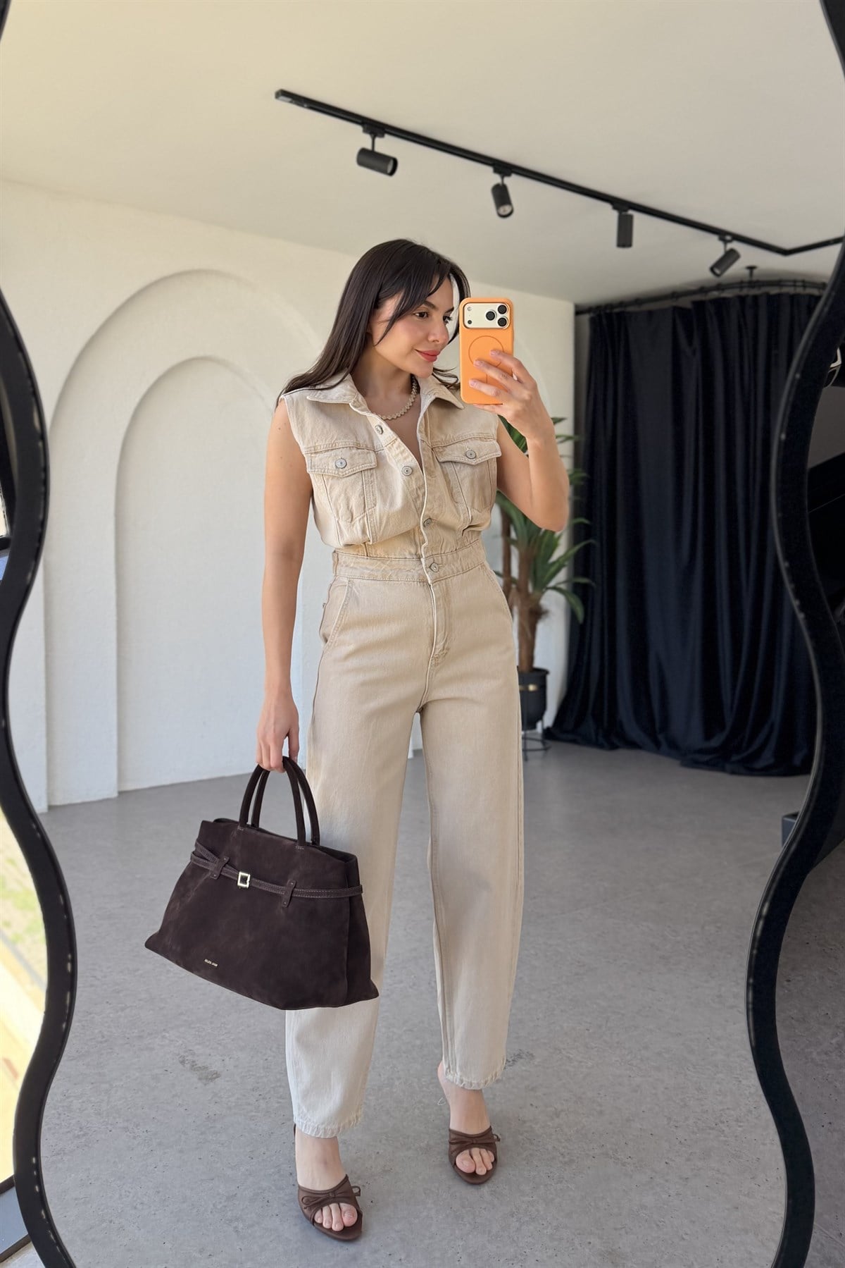 Honey Bej Denim Kolsuz Tulum