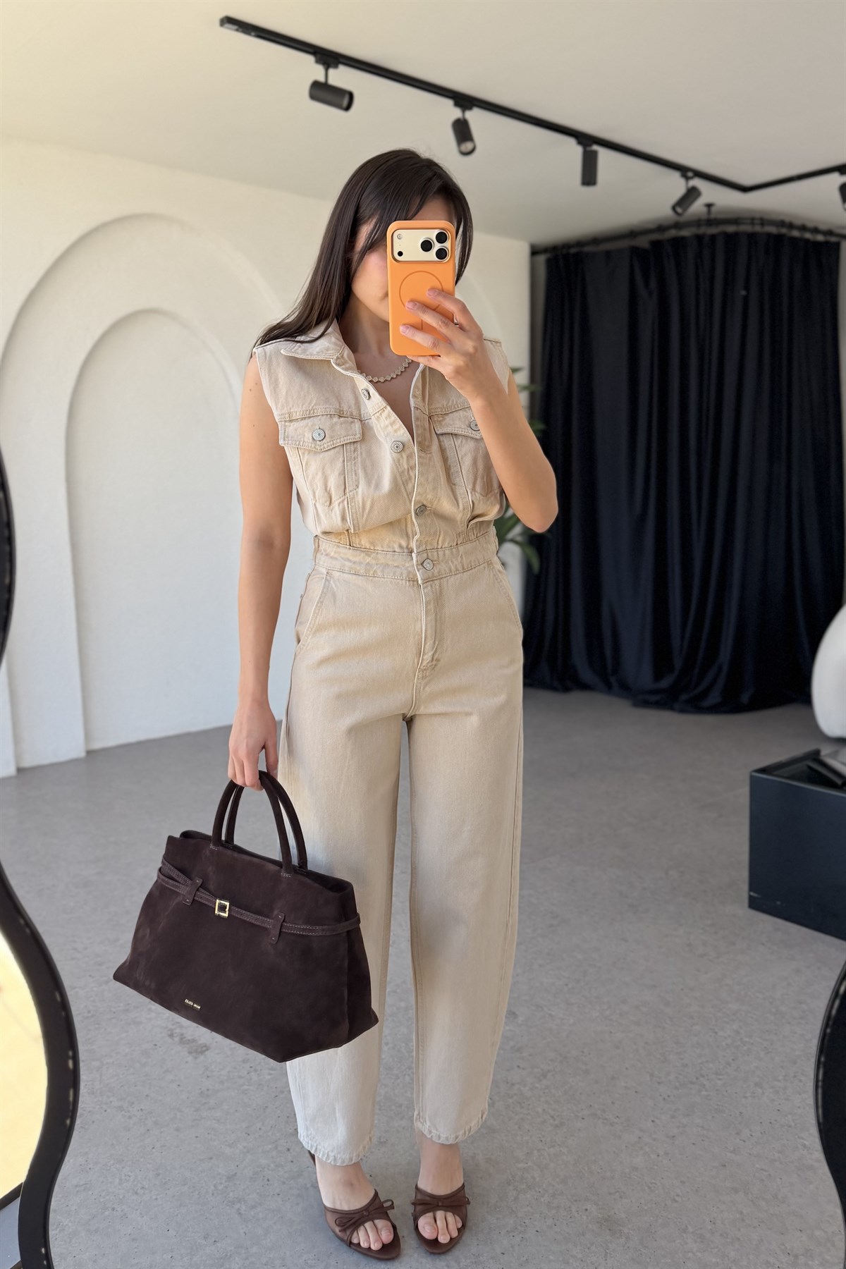 Honey Bej Denim Kolsuz Tulum