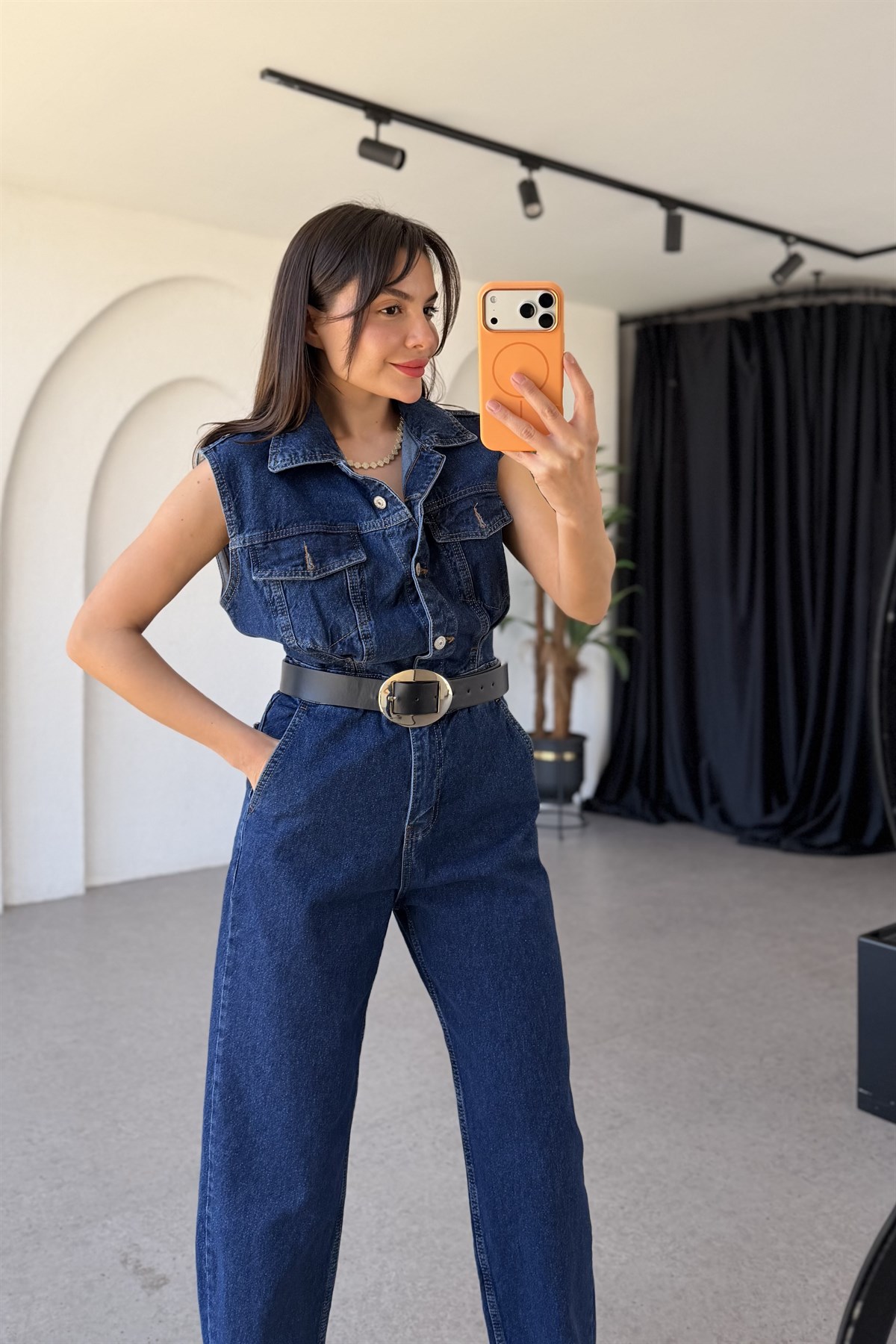Honey Darkblue Denim Kolsuz Tulum