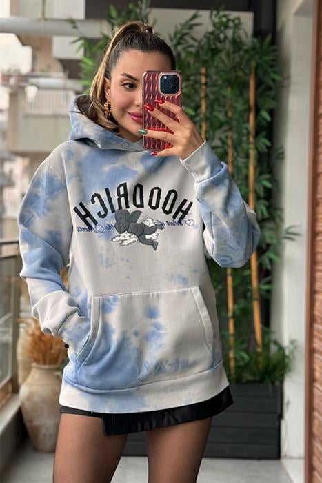 Hoodrıch Batik Desenli Sweatshirt - Mavi