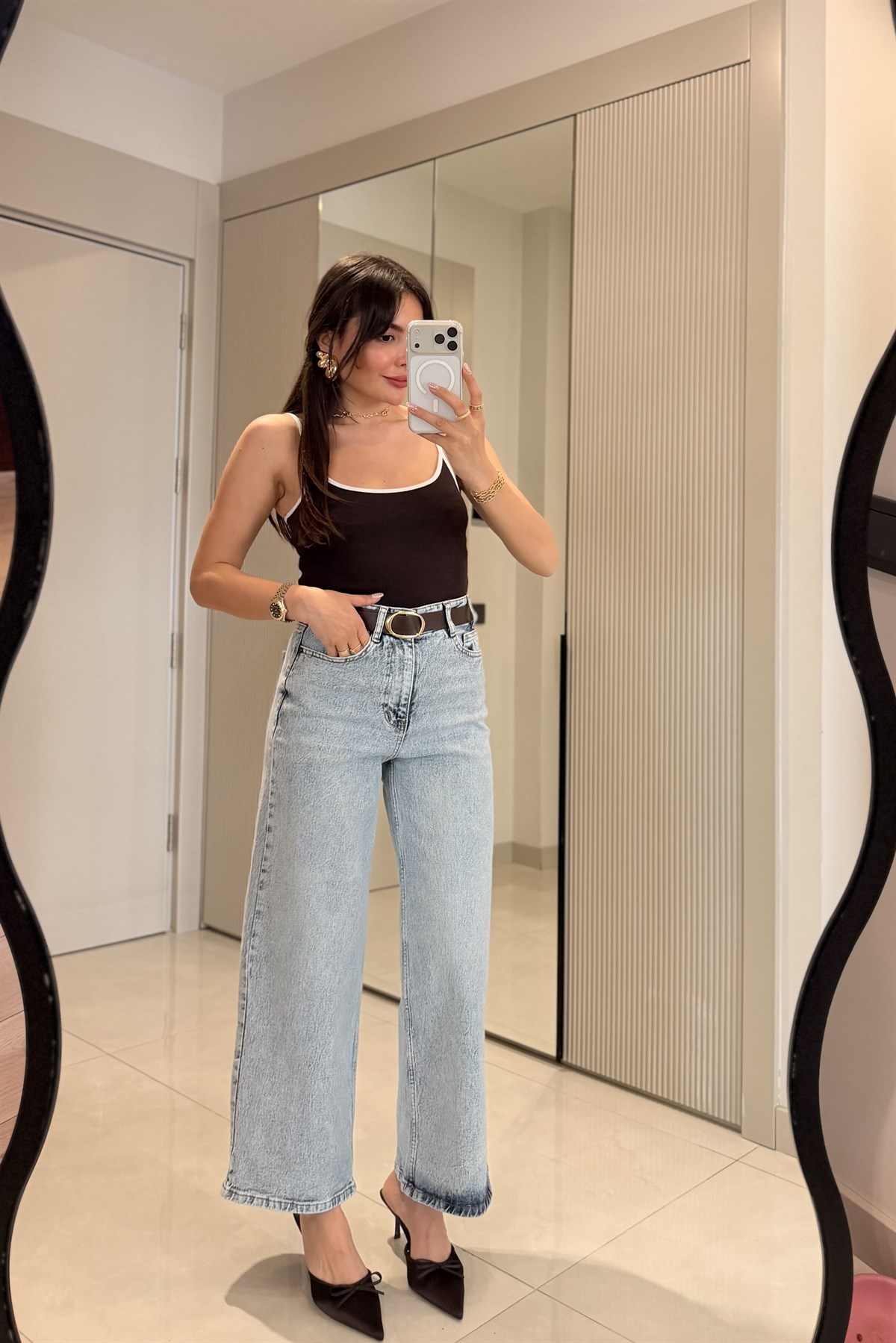 Howell Lightblue Kemerli Wide Leg Jean