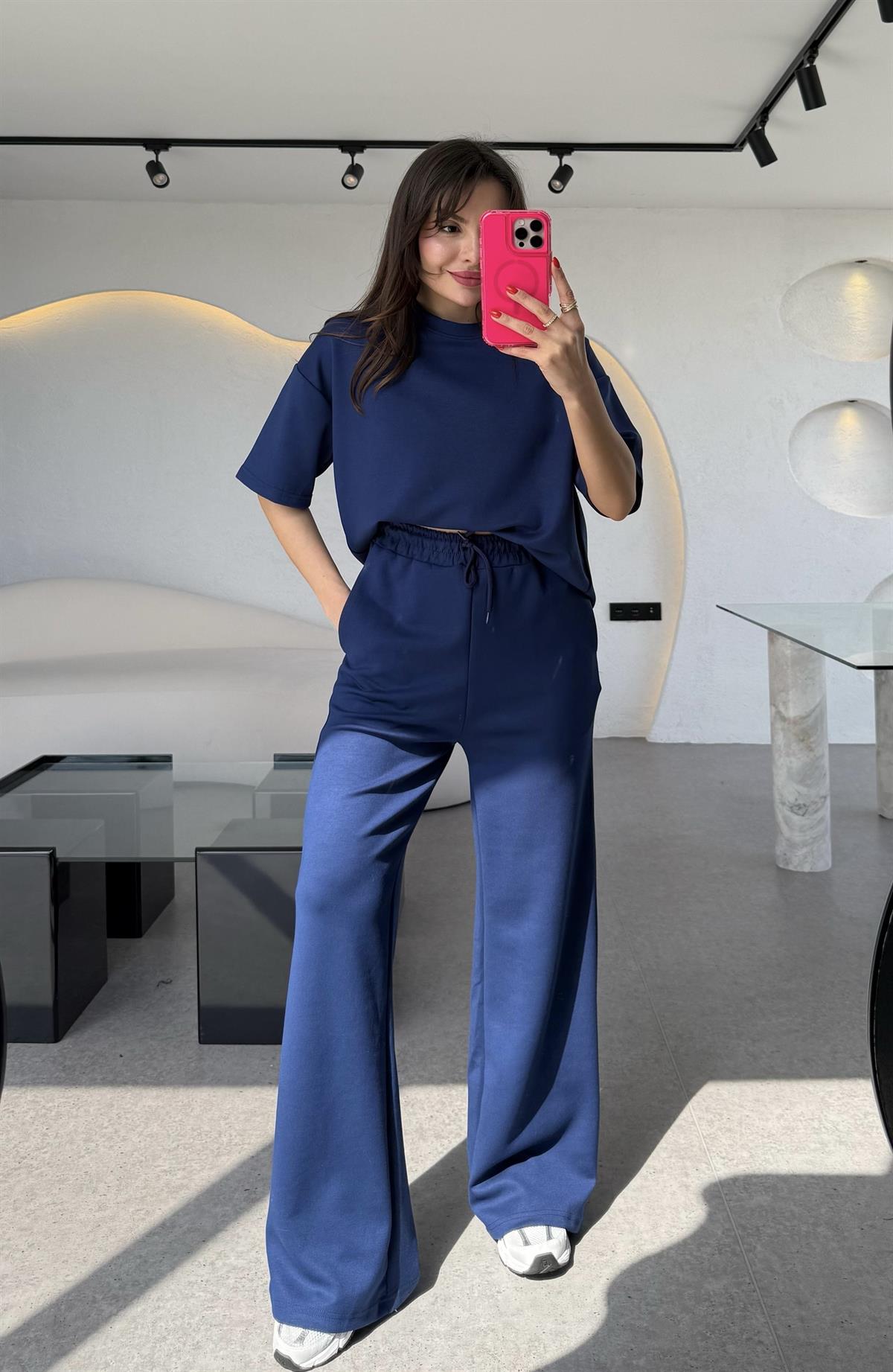 Hudson Lacivert Yarım Kollu Modal Takım