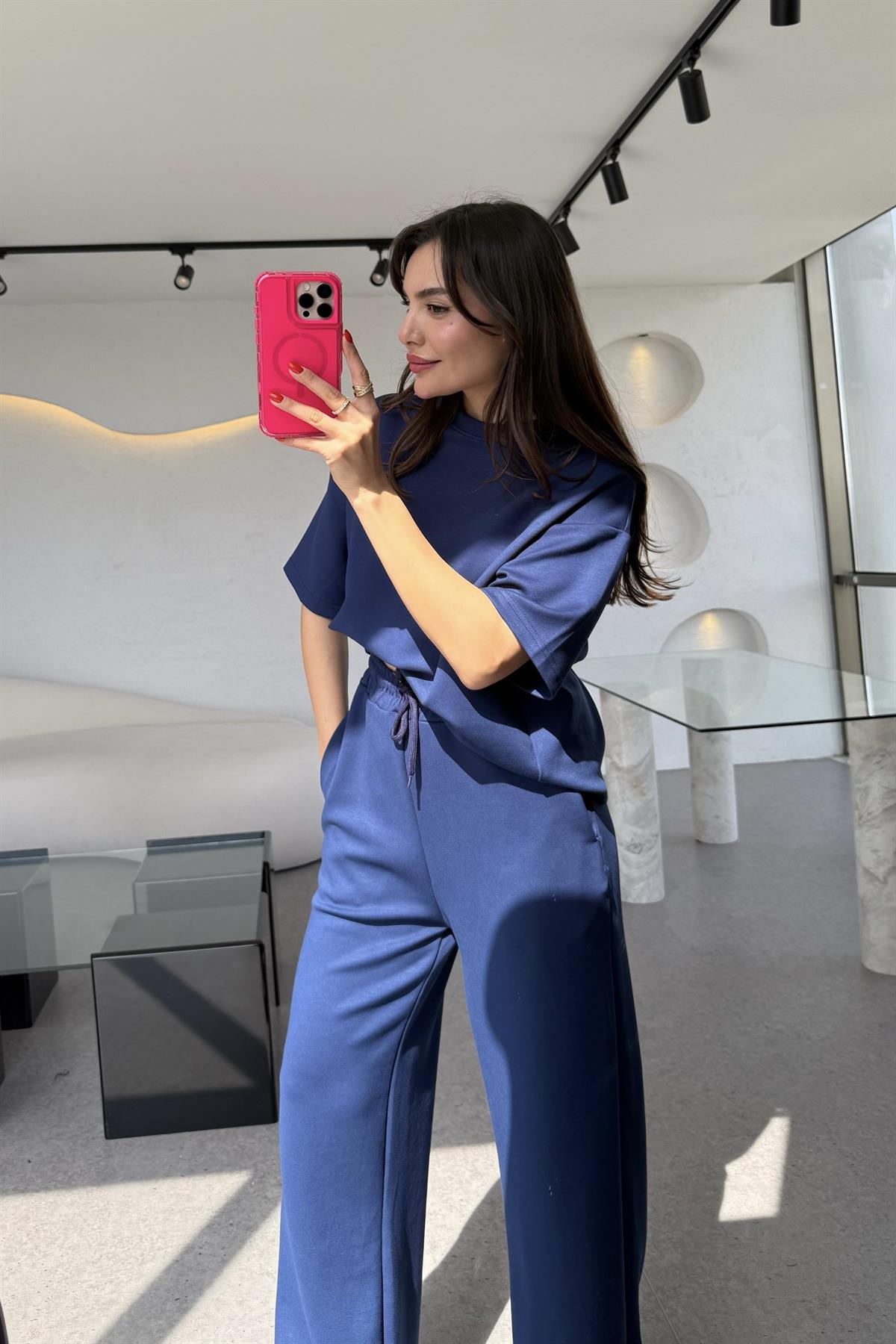 Hudson Lacivert Yarım Kollu Modal Takım