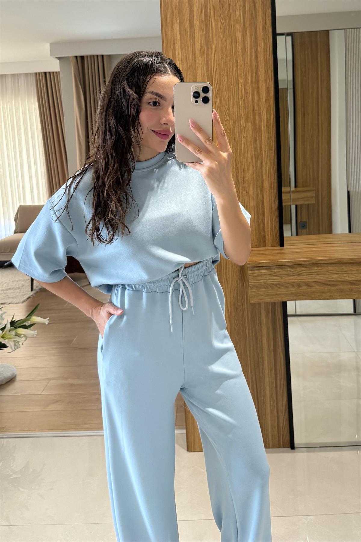 Hudson Mavi Yarım Kollu Modal Takım