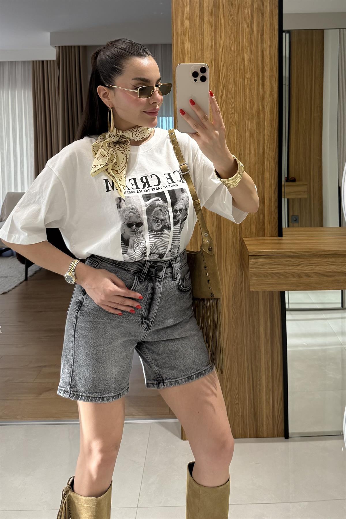 Ice Cream Baskılı Tshirt 