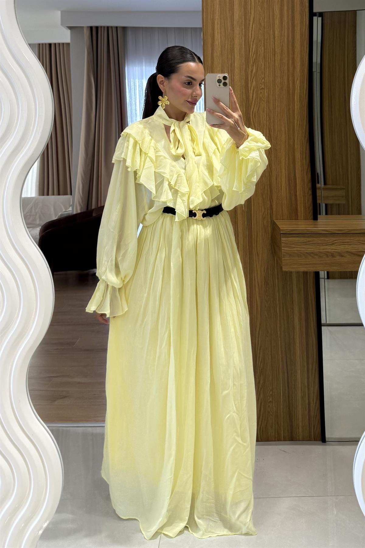Indıla Sarı Tasarım Model Elbise