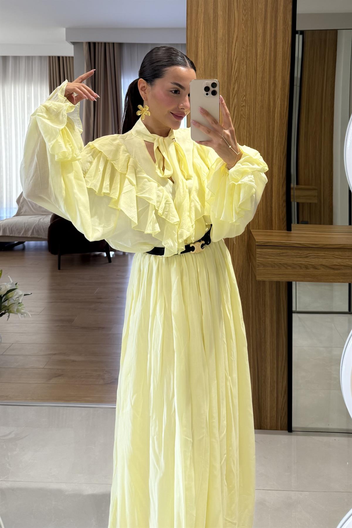 Indıla Sarı Tasarım Model Elbise