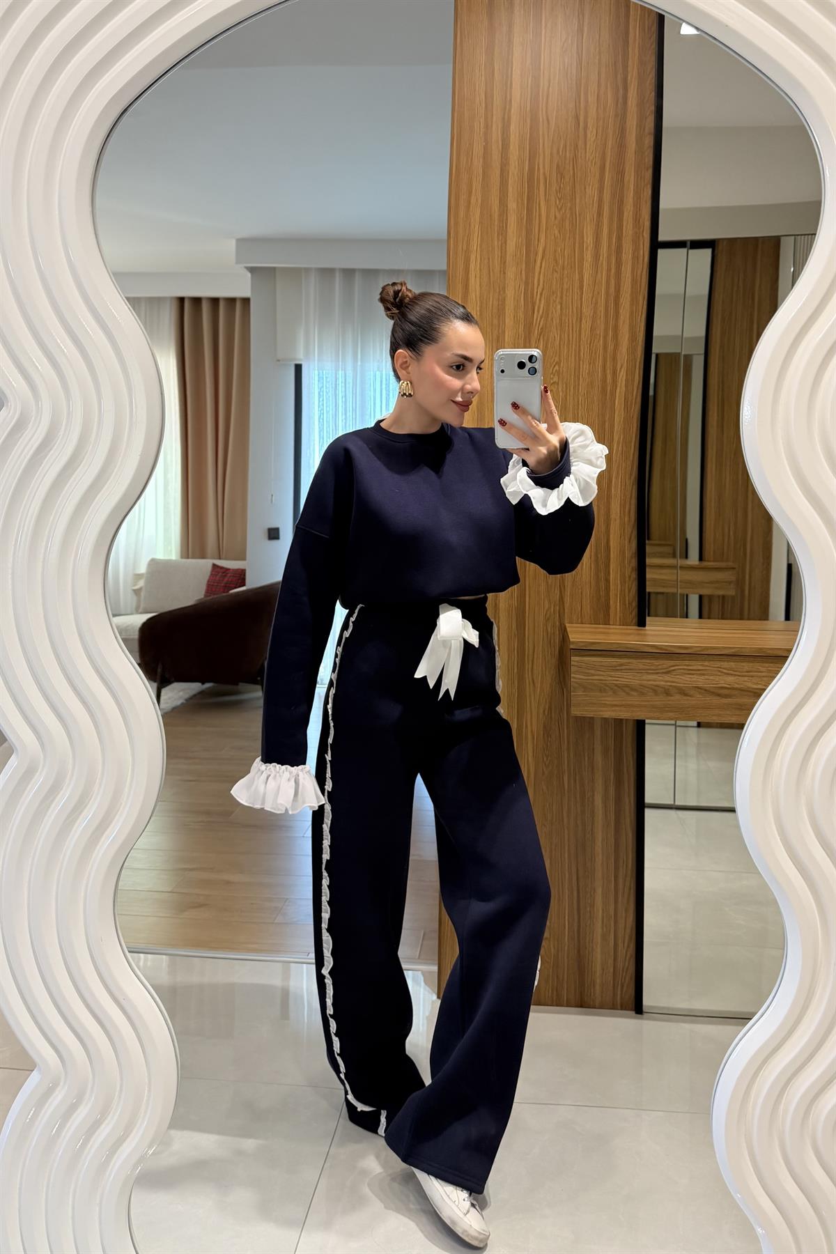 Isabell Lacivert Şardonlu Tasarım Takım