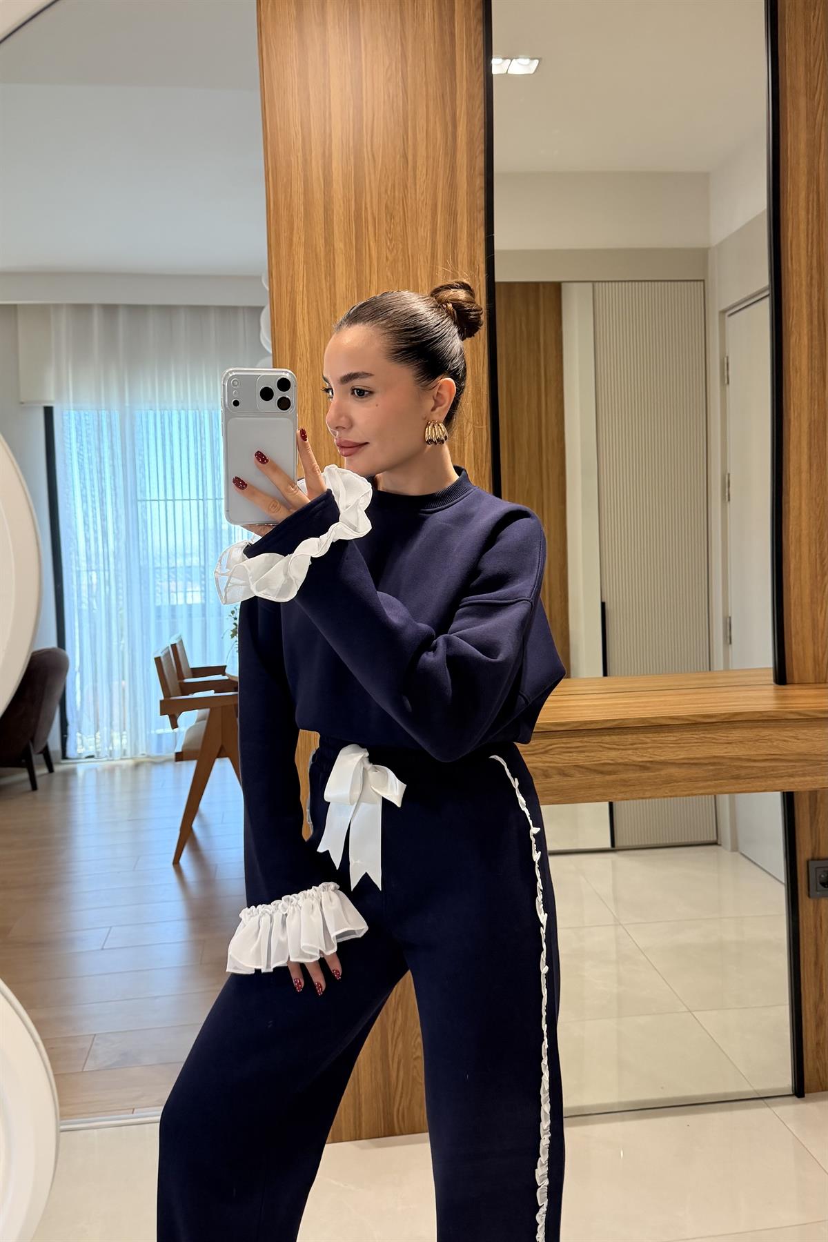 Isabell Lacivert Şardonlu Tasarım Takım