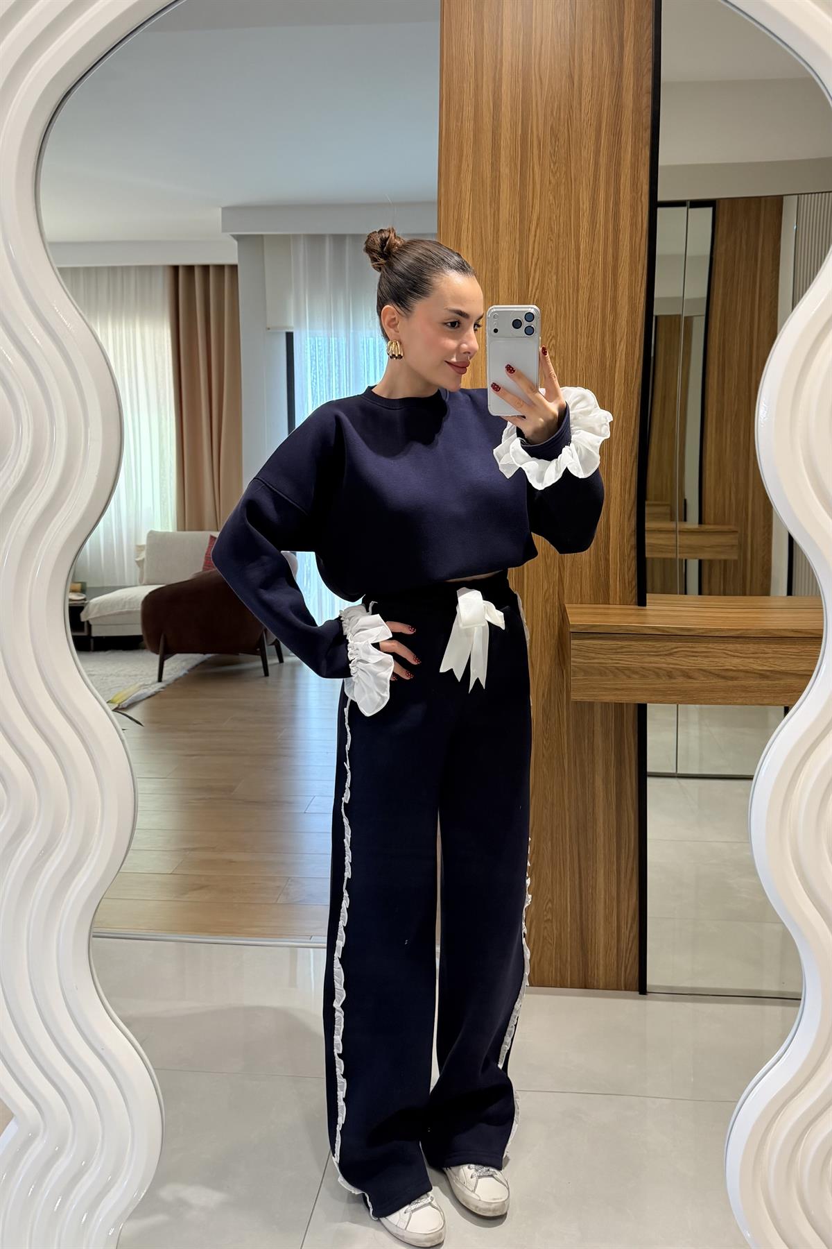 Isabell Lacivert Şardonlu Tasarım Takım