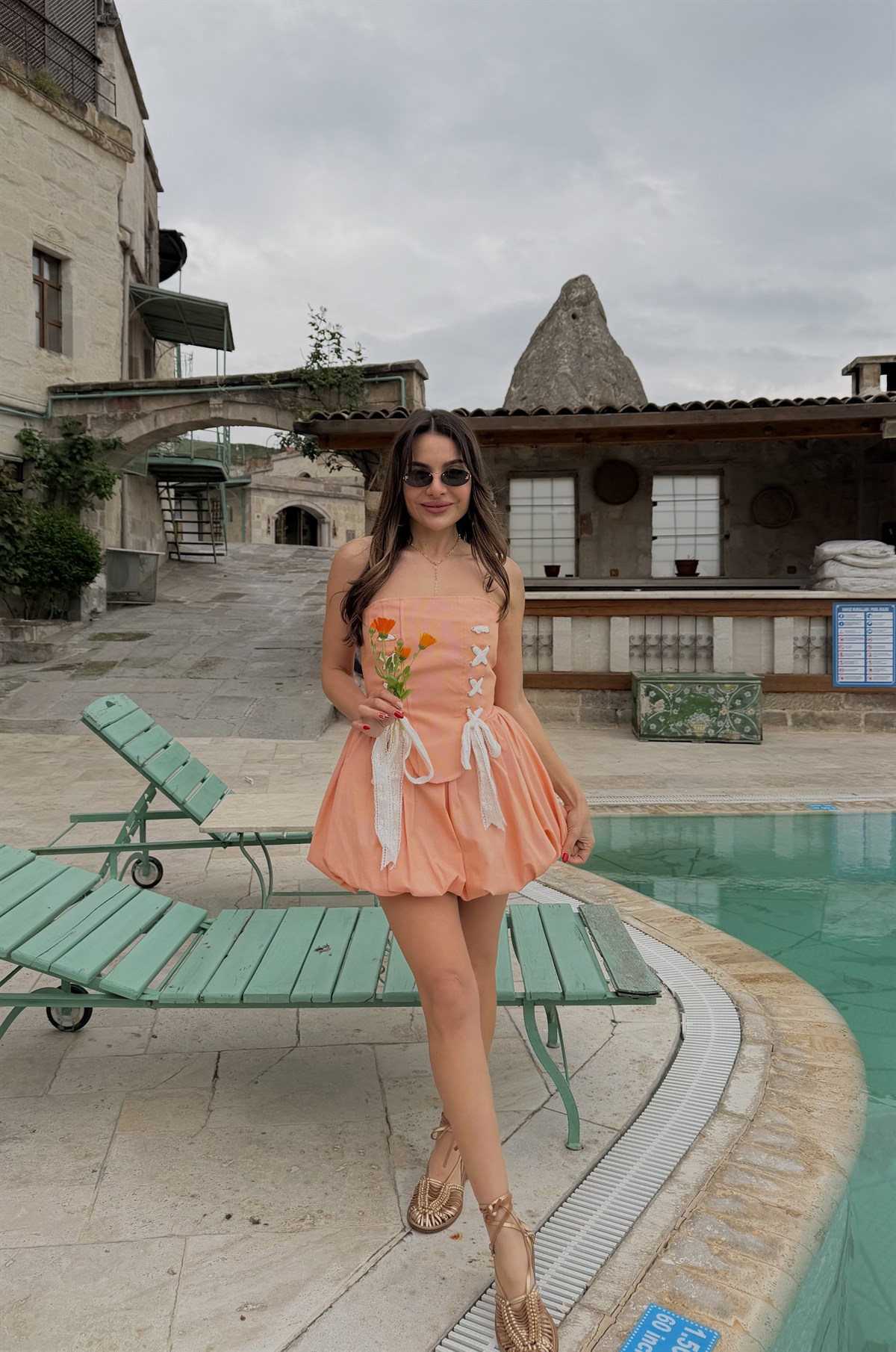 Isabella Turuncu Korseli Balon Etek Takım