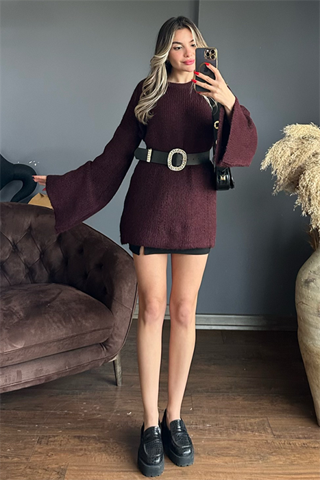 İspanyol kol bordo kazak