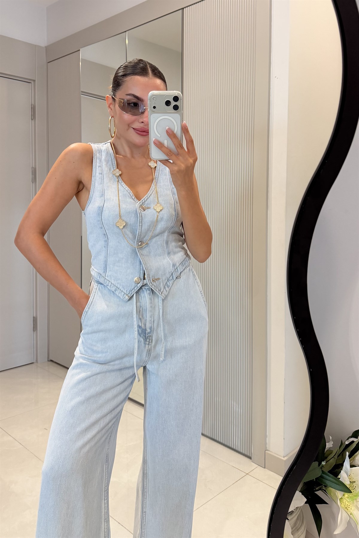 İtalian Lightblue Tensel Denim Takım