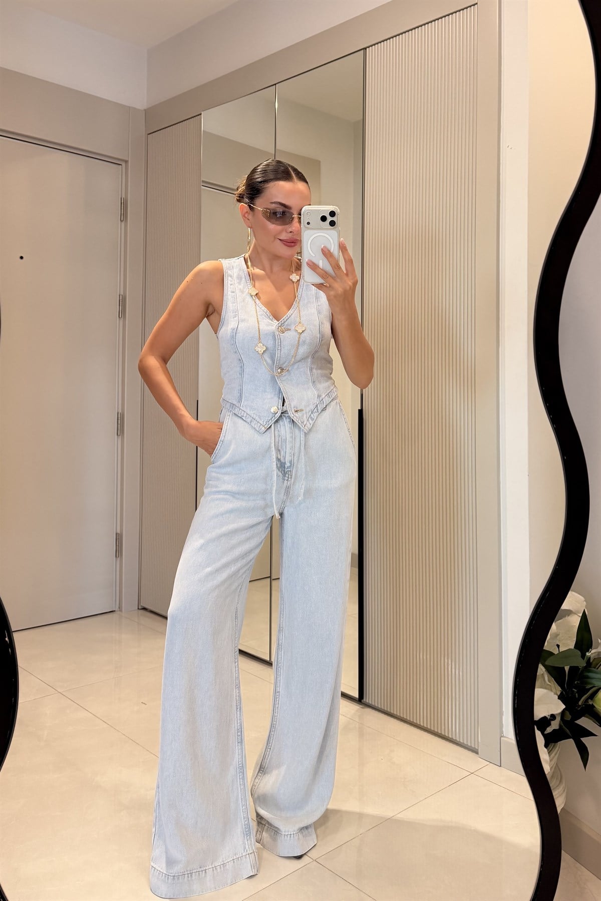 İtalian Lightblue Tensel Denim Takım