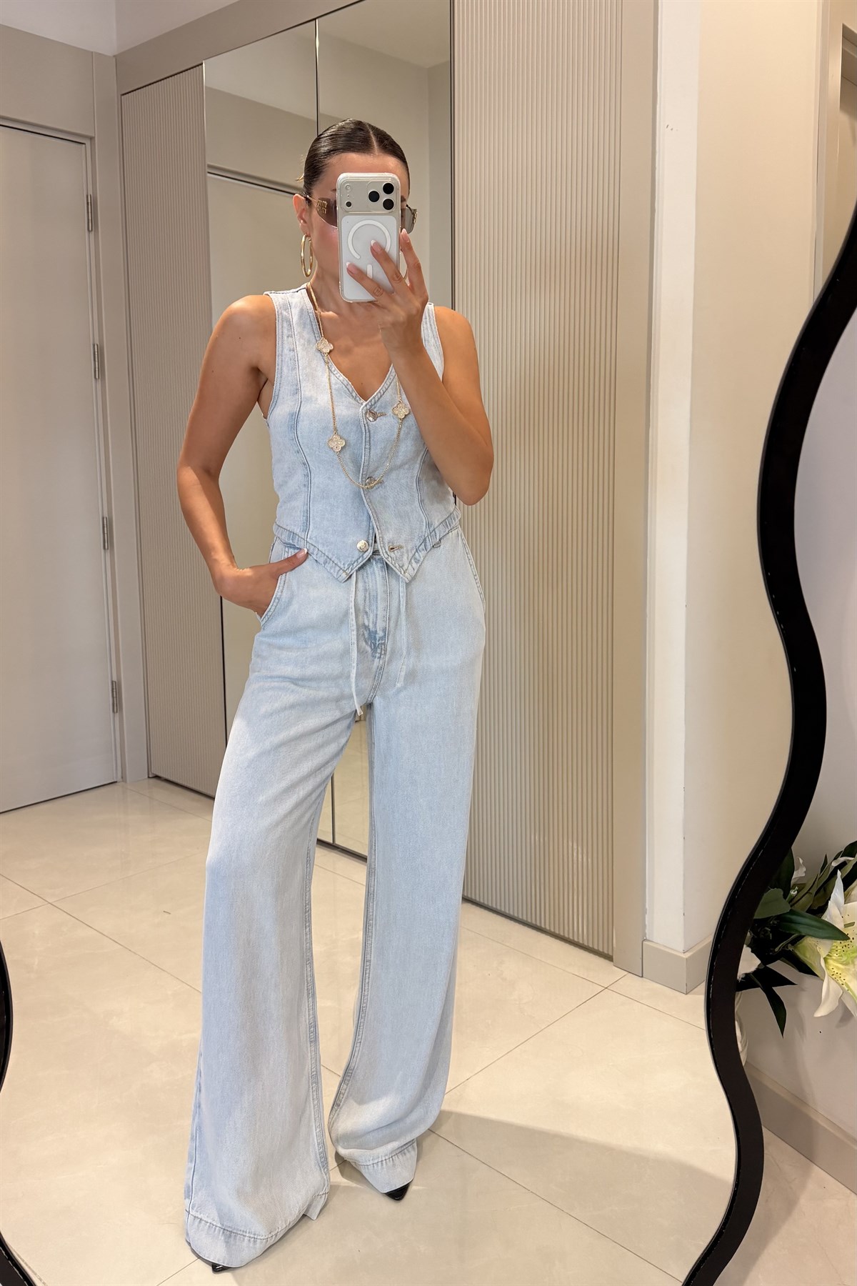 İtalian Lightblue Tensel Denim Takım
