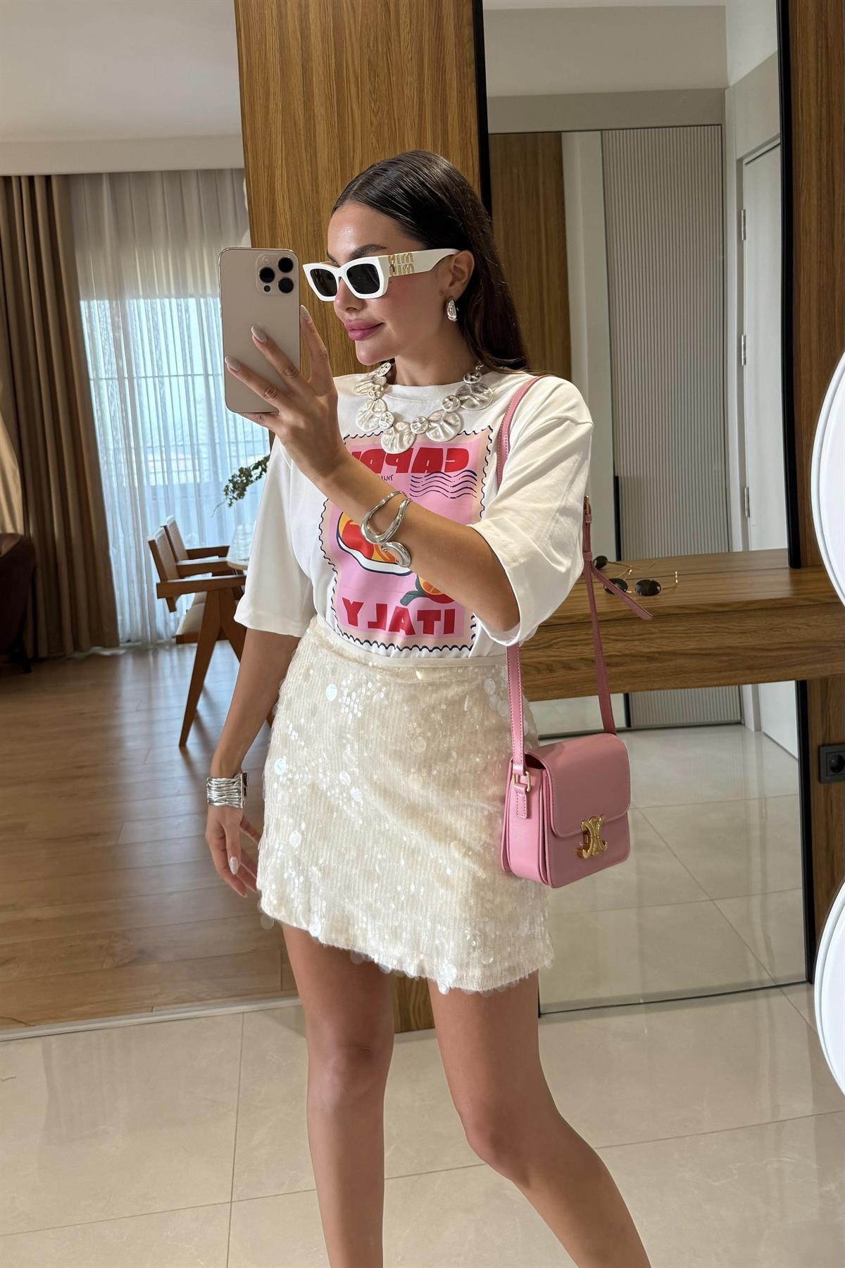 Baskılı Beyaz Tshirt 