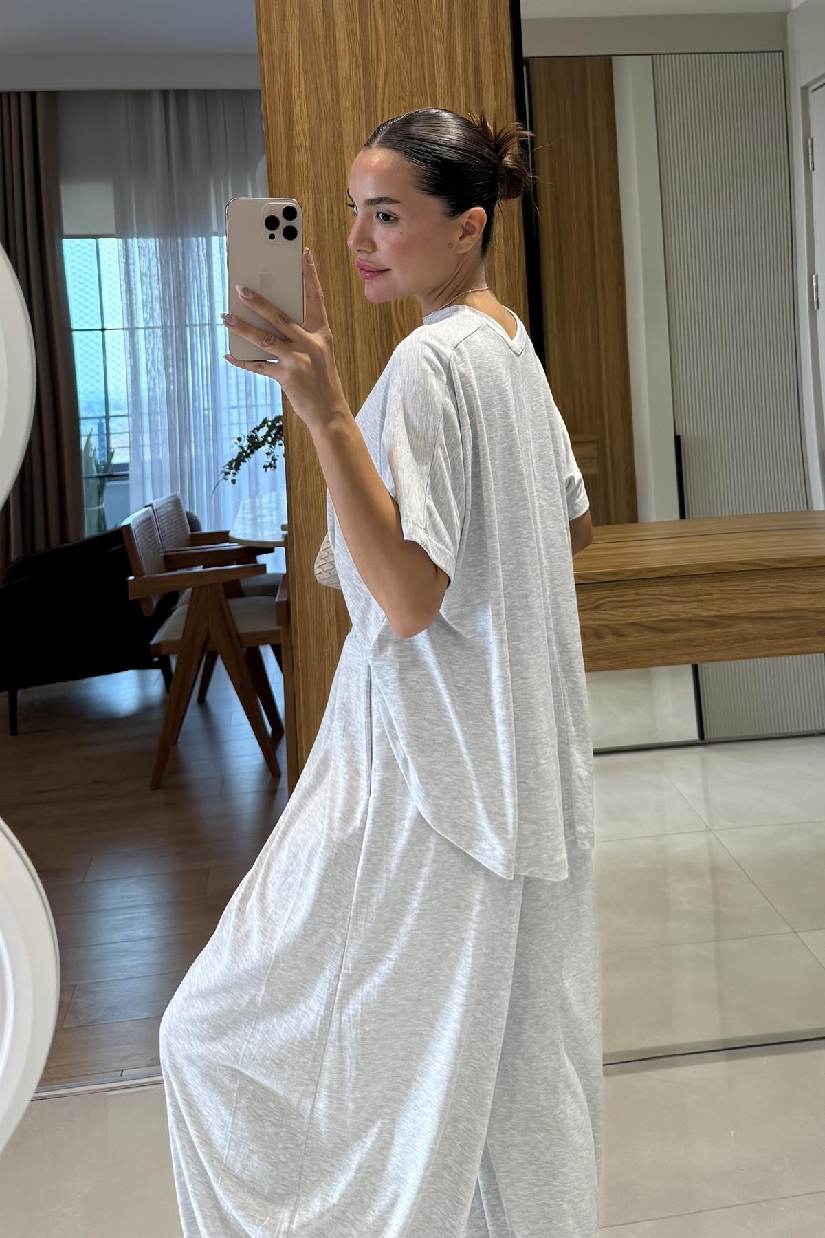 Jaden Gri  Şalvar Modal Takım