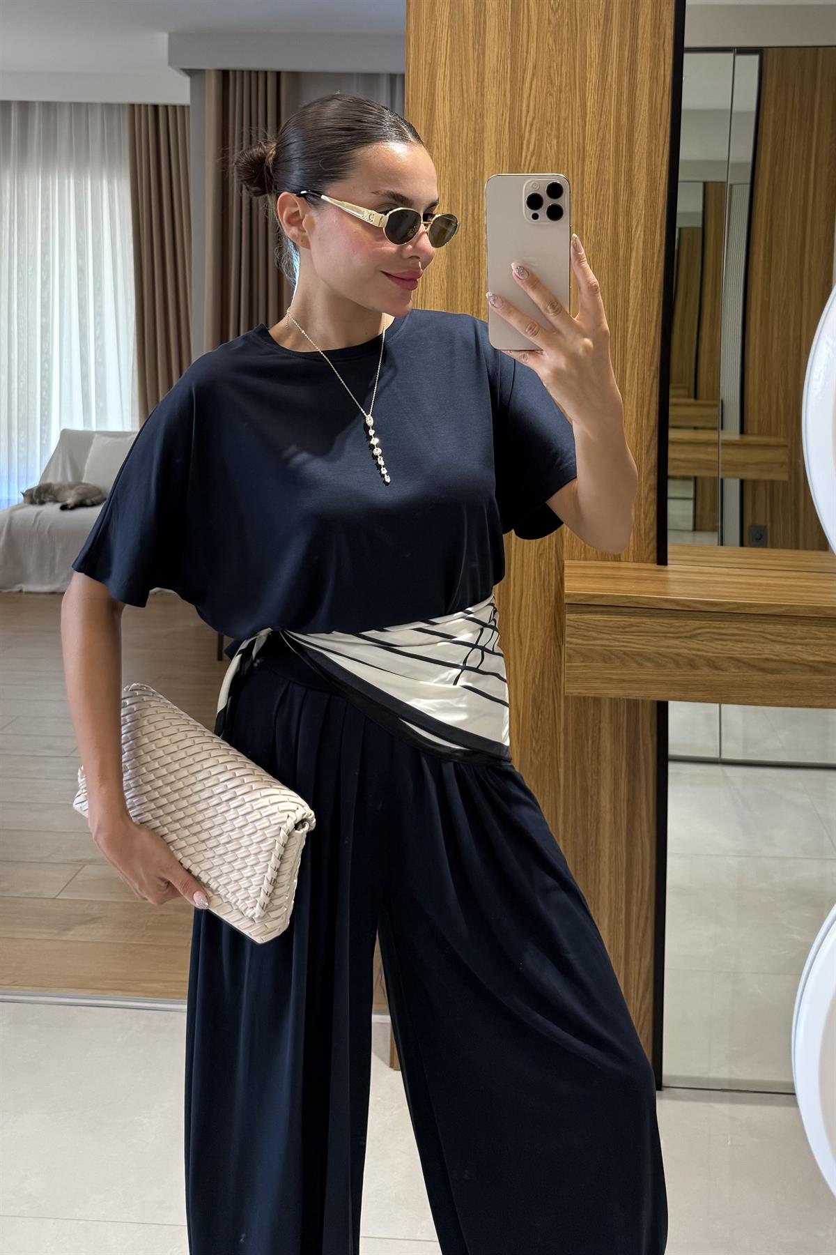 Jaden Lacivert Şalvar Modal Takım