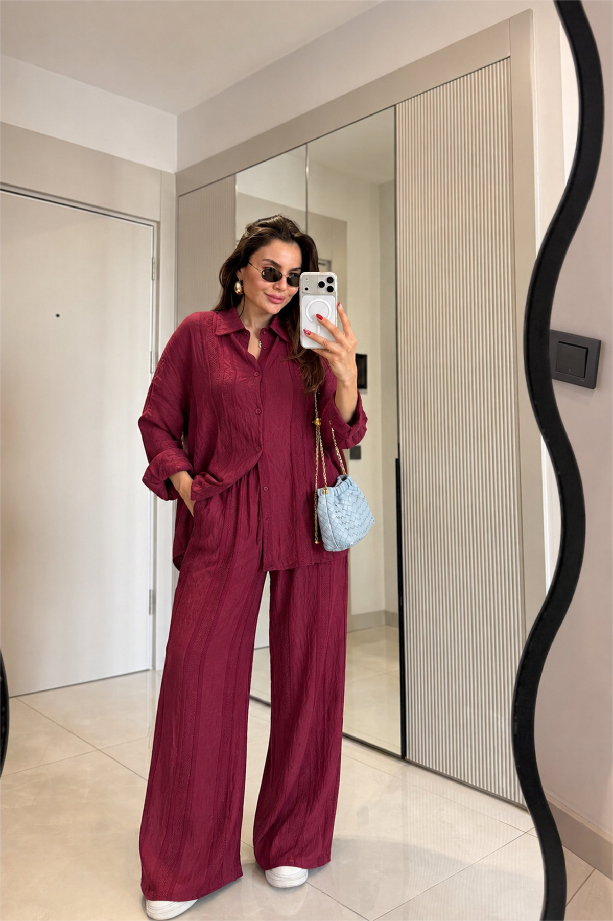Jadis Bordo Gömlek Pantolon Takım