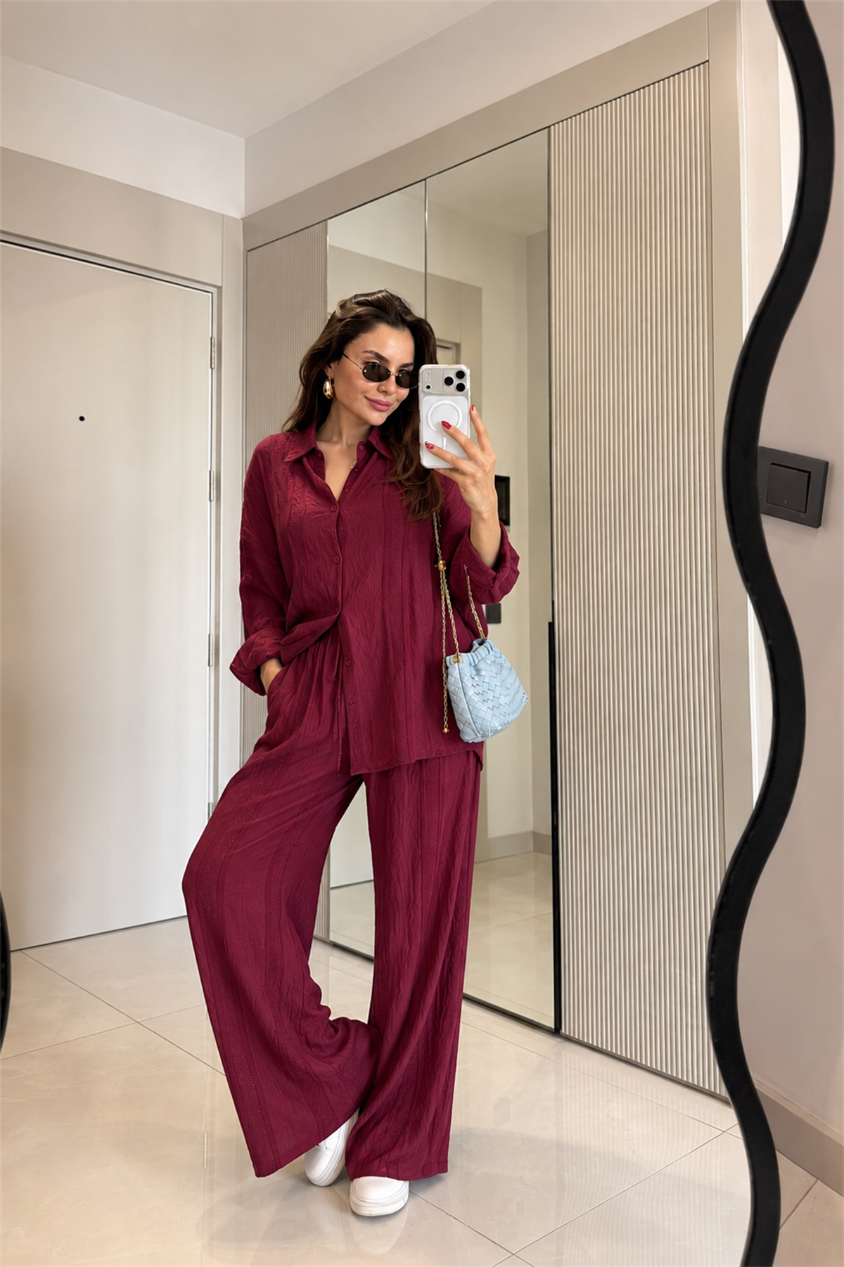 Jadis Bordo Gömlek Pantolon Takım