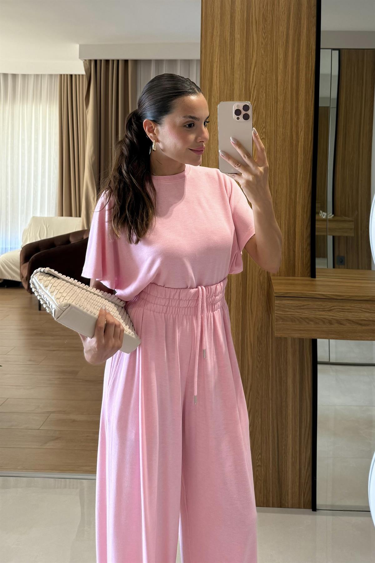 Jadon Pembe Panço Tshirt-Pantolon Spor Takım 