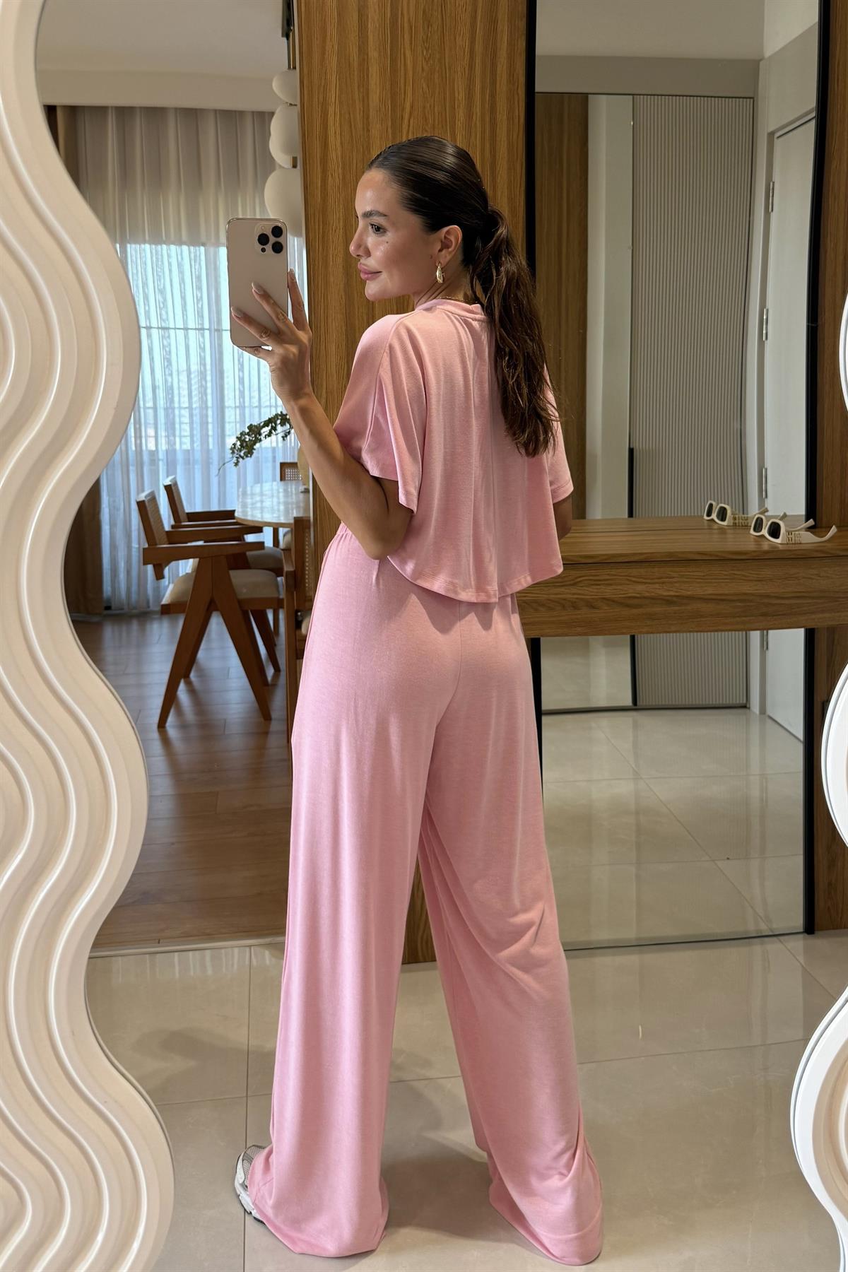 Jadon Pembe Panço Tshirt-Pantolon Spor Takım 