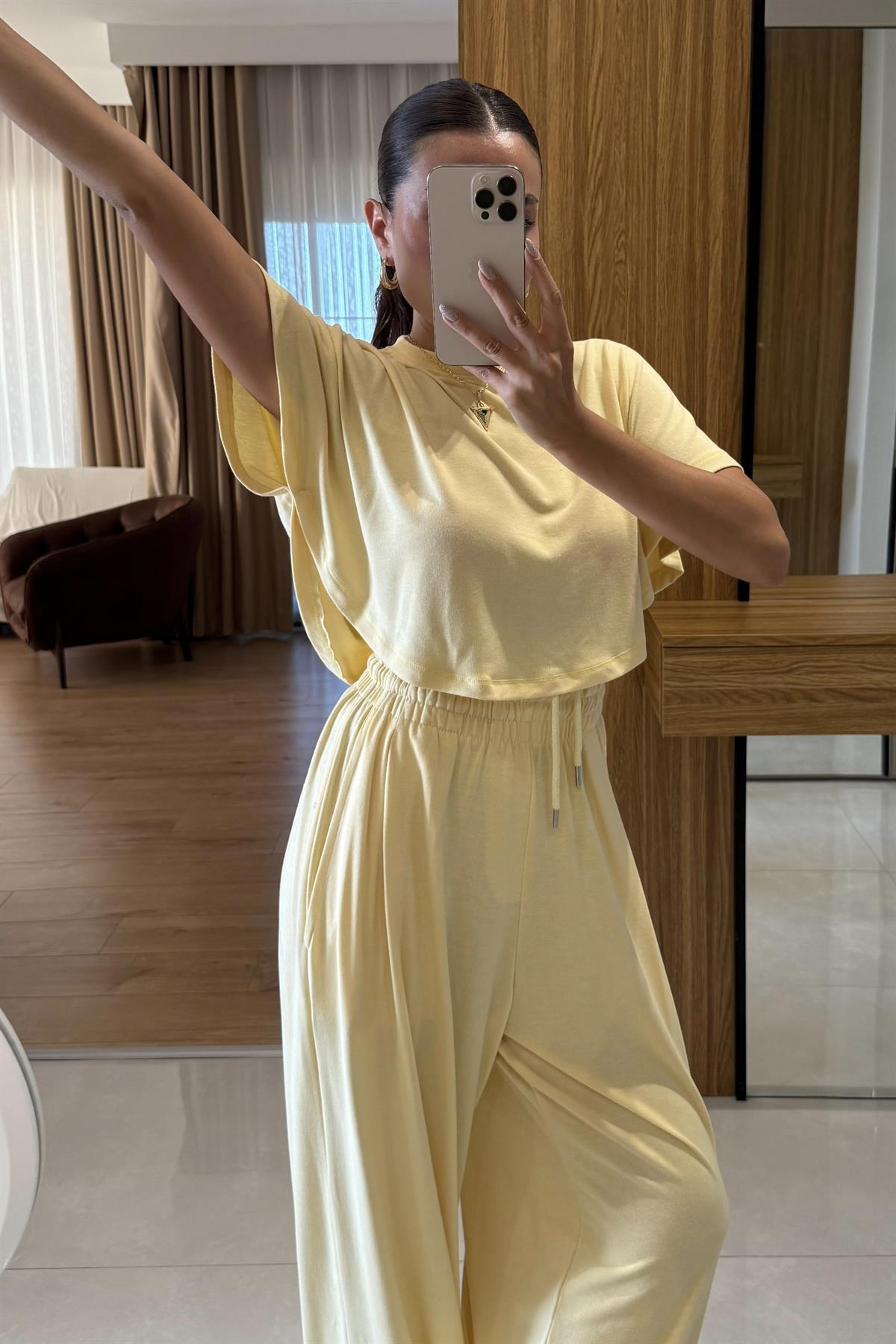 Jadon Sarı Panço Tshirt-Pantolon Spor Takım 