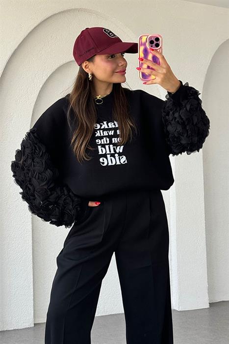 Jaelyn Güllü 3 Boyutlu Şardonlu Sweat