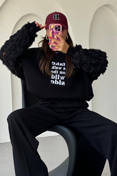 Jaelyn Güllü 3 Boyutlu Şardonlu Sweat