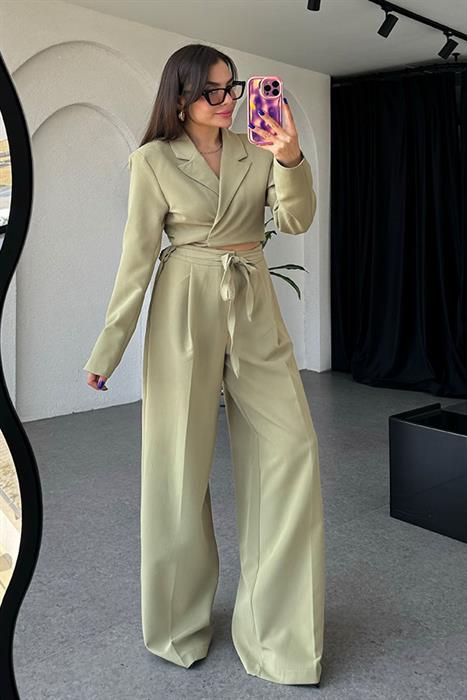 Jair Mint Yeşili Bağlama Detaylı Blazer Takım 