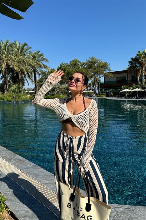 Janna Cep Detaylı Şeritli Pantolon