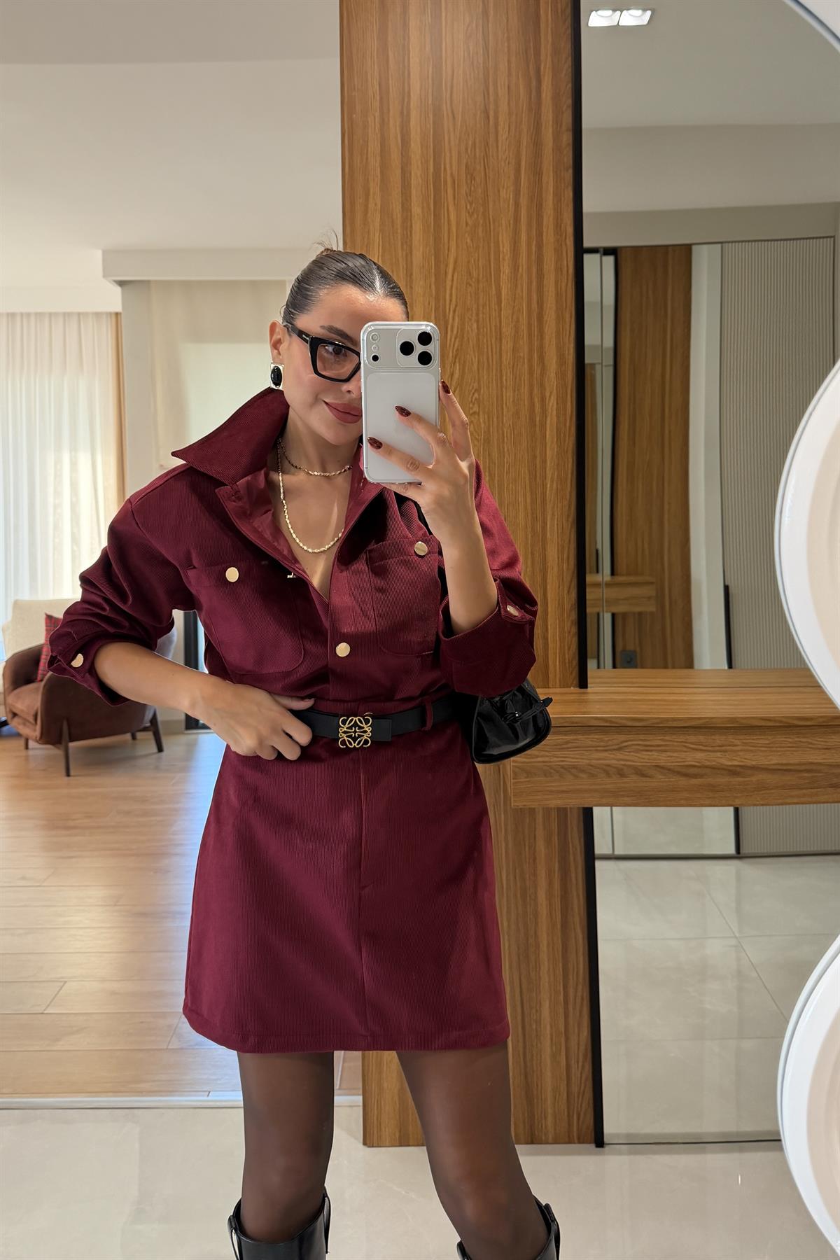 Jannet Bordo Kadife Takım