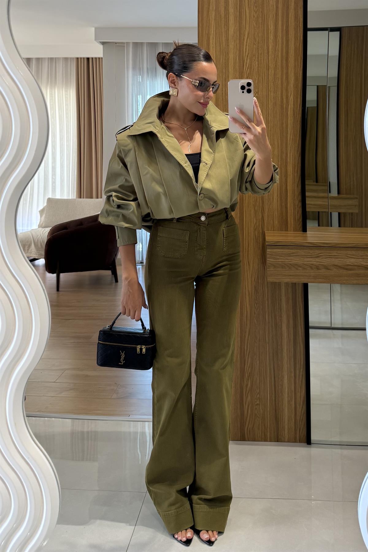 Jaxon Cep Detaylı Yeşil Jean