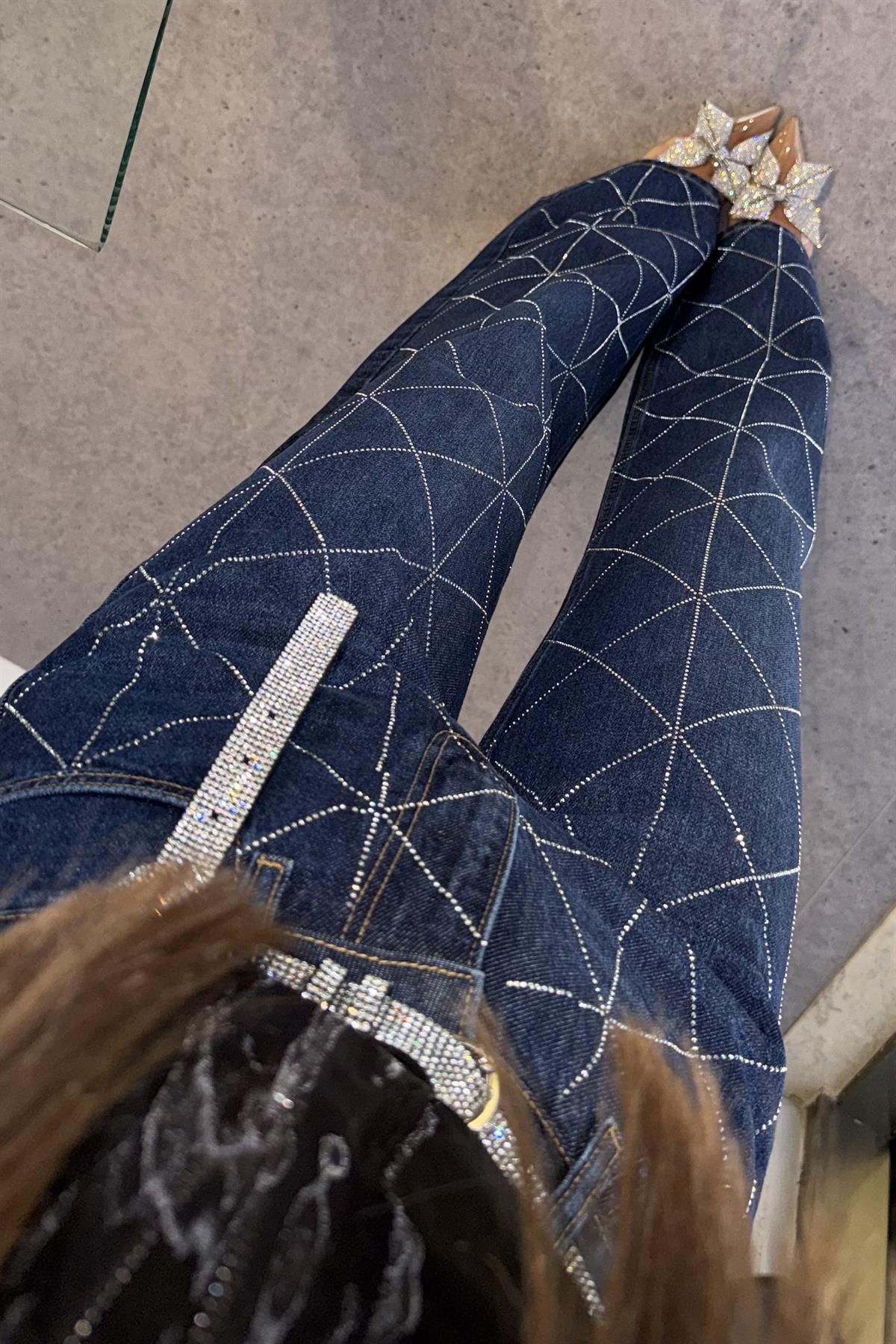 Jaylin Çapraz Taşlı Baggy Jean 