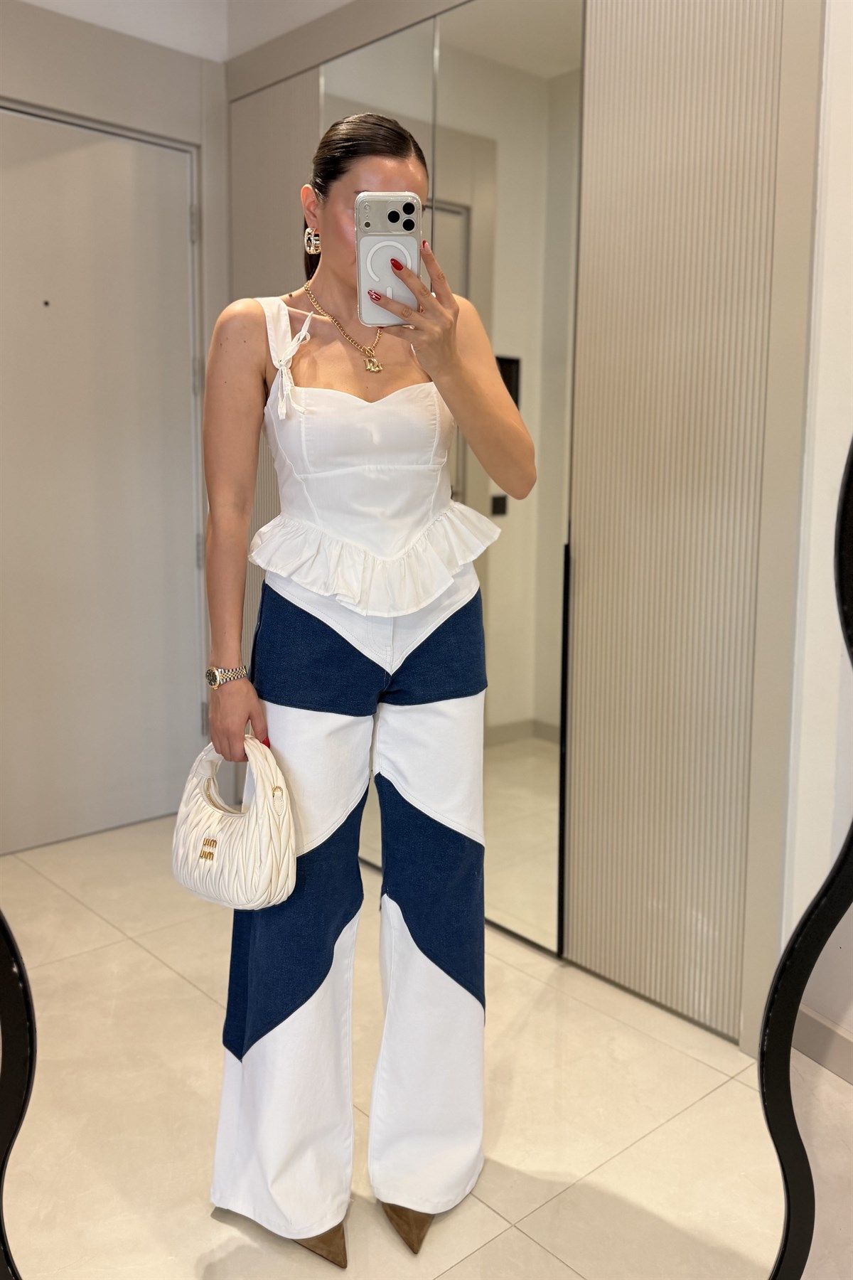 Jaylin Darkblue Beyaz Karışımlı Jean