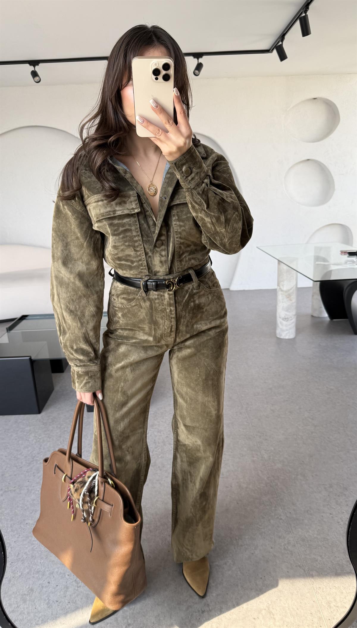 Jennifer Haki Denim Straight Floklu Pantolon