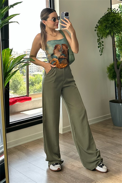 Jessica tensel kumaş askeri yeşil pantolon