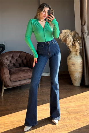 Jessy ultra yüksek bel darkblue ispanyol jean